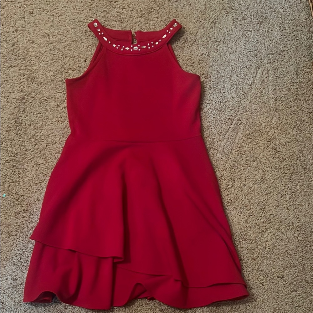The Children's Place Red Asymmetrical Tiered Holiday Dress